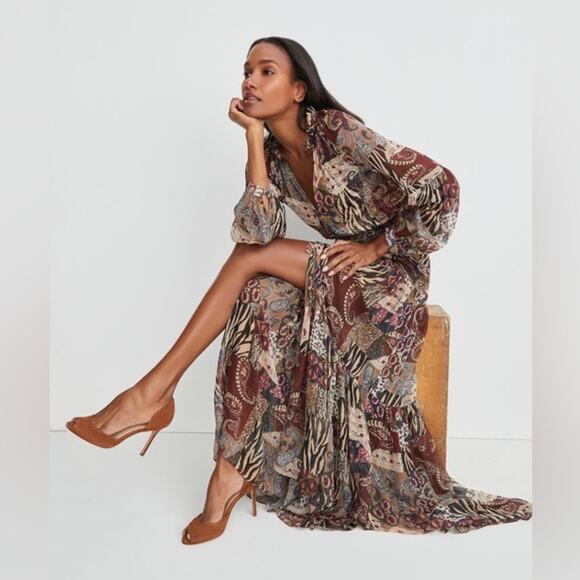 Veronica Beard Isra Multiprint Silk Maxi Dress - Picture 8 of 8